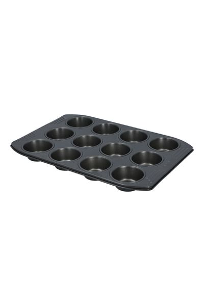 TEFAL Easy Grip Carbon Steel 12-Muffin Tray Black 26.5 x 39.5cm
