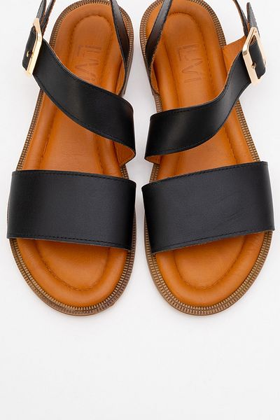 LuviShoes Majesty Black Skin Genuine Leather Women's Sandals