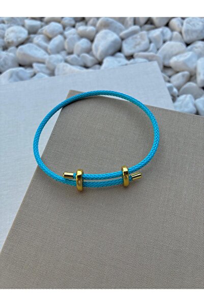 Hedef Bijuteri Colorful adjustable steel detailed knitted rope bracelet