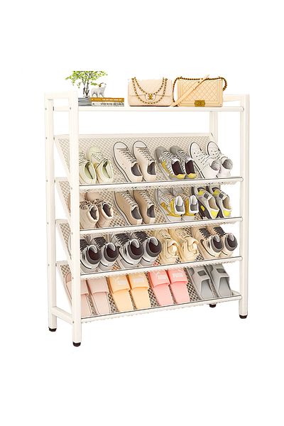 EqiEch Slim Multi-Tier Slanted Shoe Rack, Narrow Shoe Shelf Organizer for Closet, Entryway, or Dorm Room