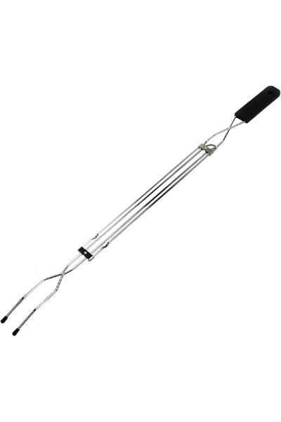 Chef Craft Powder Coated Dishwasher Safe Extendable Metal Fork Silver and Black 31inch