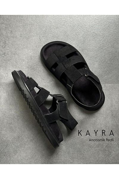 Zuum Sandale Kayra pentru damă - piele intoarsa neagra