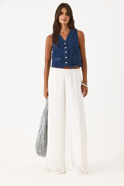 VENA High Waist Palazzo Trousers with Elastic Waist - Fildissi