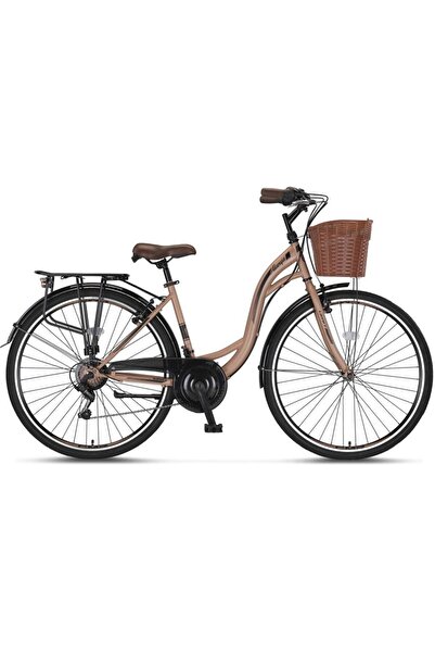 Genel Markalar 2810 ALANYA SEPETLİ KADIN ŞEHİR BİSİKLETİ 28 JANT 21 VİTES KAHVERENGİ SİYAH