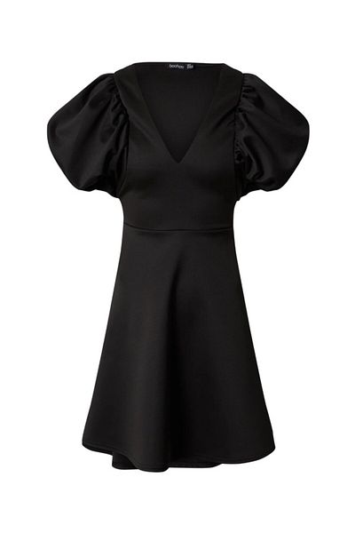 BOOHOO - Black Skater Dress with Puff Sleeves