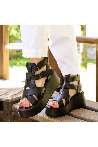 LEYDİ SHOES SANDALE NEGRI DE DAMA LILI CU TALPA CU CRAT