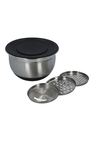 Chef Craft Stainless Steel Mixing Bowl with 3 Graters Silver