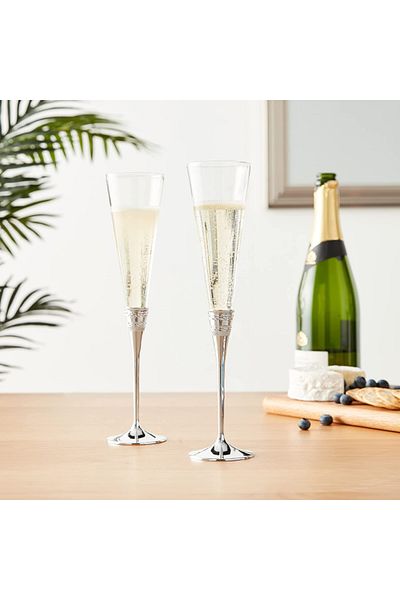 Vera Wang Set of 2 champagne glasses With Love Silver