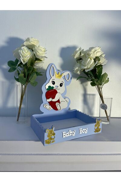 Generica ستاند خشبي للمواليد لون ازرق قياس 30*20*40 سم