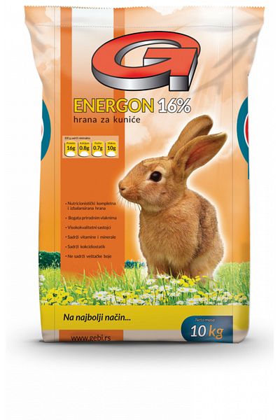 Gebi Energon, Complete rabbit food, 10 kg bag, Pellet mix, 16% protein