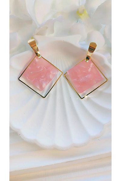 To Be Reborn Steel Enamel Baklava Model Earrings New Season Trend Models