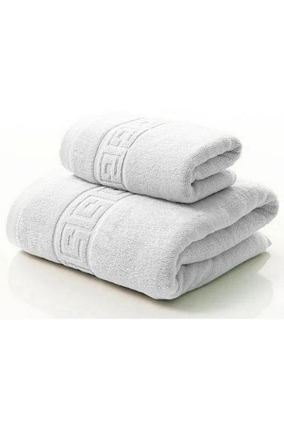 OEM Set 2 Bath Towels, Cotton, 50x90 cm, 70x140 cm, White