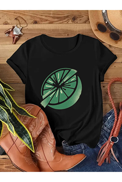 MAGORS تيشيرت قطني بأكمام قصيرة وطبعة ليمون للنساء والأطفال