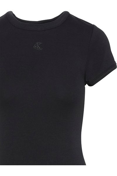Calvin Klein Ss Ctn Contour 1x1 Rib Ss Mini D Schwarzes Damenkleid