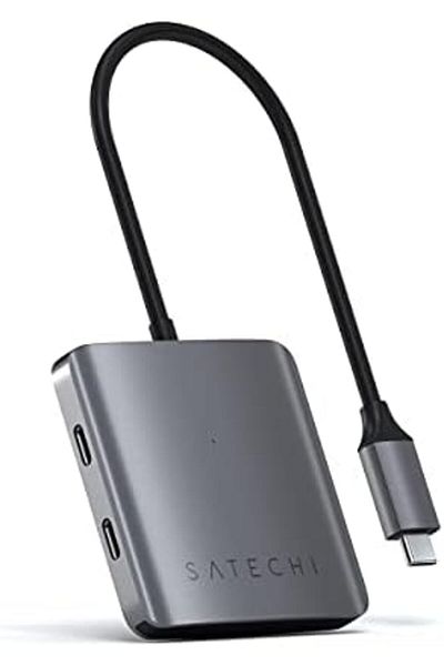 Satechi موزع USB-C، موزع USB-C بأربعة منافذ مع نقل البيانات فقط (بدون شحن/فيديو)