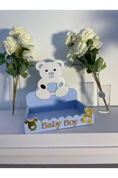 Generica Wooden stand for newborns, blue color, size 30*20*40 cm