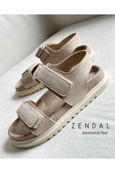 Zuum Zendal Velcro Women's Sandals - Beige Suede