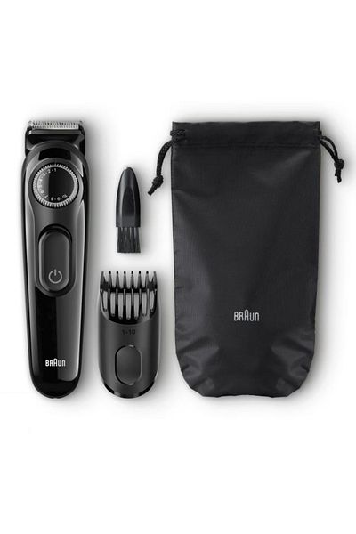 Braun Beard trimmer, Braun, BT3000, with guide, carrying case, Black