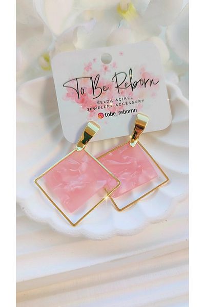 To Be Reborn Steel Enamel Baklava Model Earrings New Season Trend Models