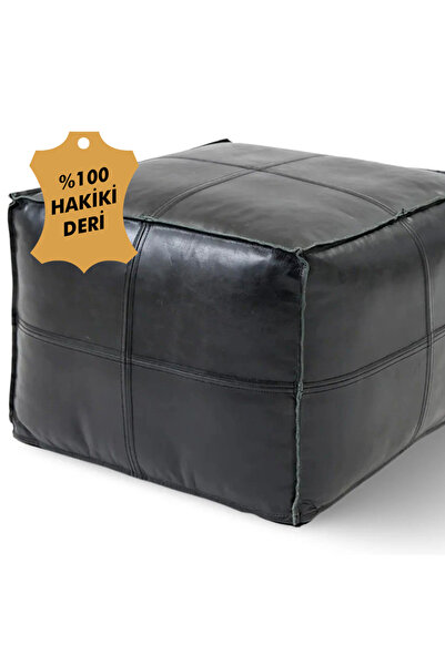 DeccoStil Tako %100 Hakiki Deri Puf - 45x45x45 cm