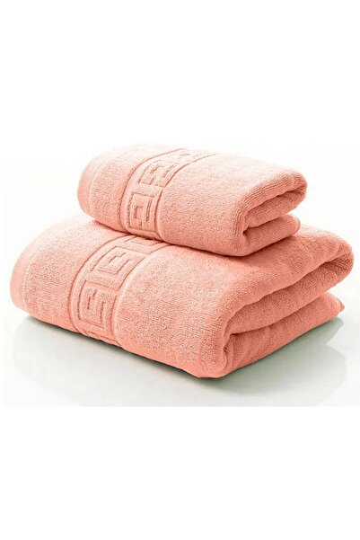 OEM Set 2 Premium Cotton Bath Towels, 50X90 cm, 70X140 cm, Powder Pink