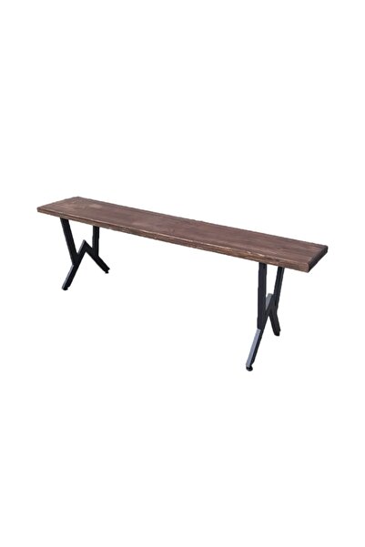 ENJOY LİFE EnjoyLife Tasarım Metal Ayak Doğal Kenarlı Ahşap Bench (Kalınlık 3.5cm)