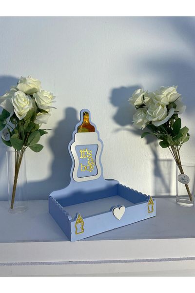 Generica Wooden stand for newborns, blue color, size 30*20*40 cm