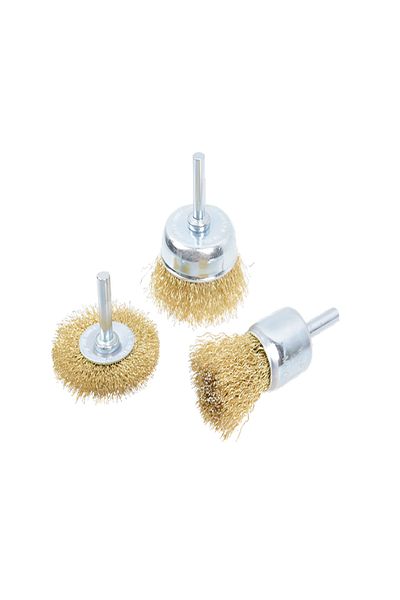 Tactix 3-Piece Brass Coated Steel Wire Brush Set