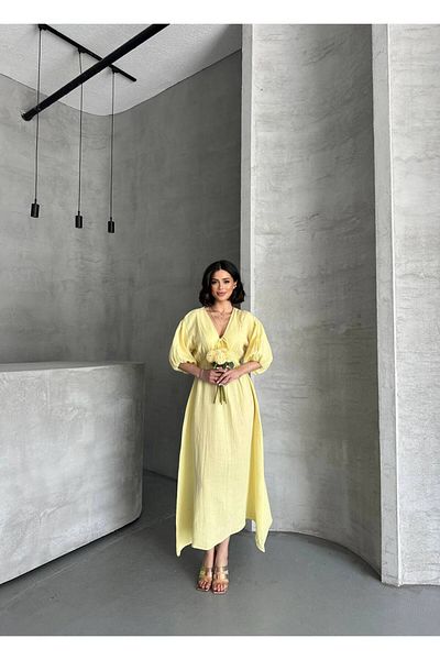 SUN STYLE Rochie elastică din bumbac muselină 100% bumbac