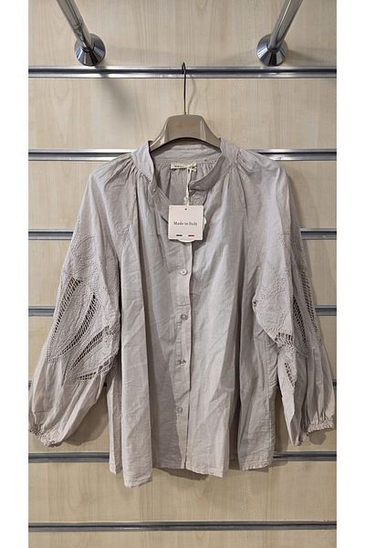 Park Moda Cămașă italiană din bumbac cu mâneci din dantelă