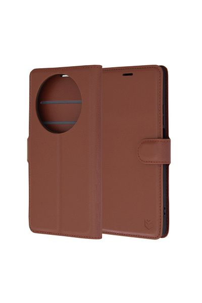 SKYDDAR INNOVATION Husă pentru Huawei nova 12i / nova 13i, tip carte, din piele, cu portofel interior, set de stickere, maro