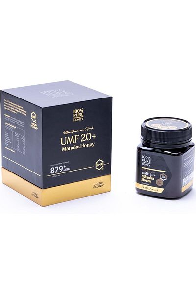 100% Pure New Zealand Honey 100% Pure New Zealand Manuka Honey UMF 20+ (MGO 826+) Raw Manuka Honey 8.8 Oz (250g Bottle) Non-GMO
