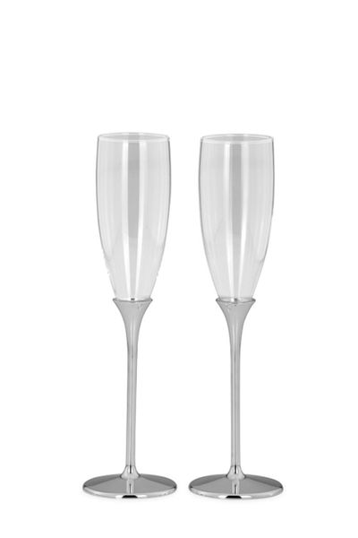 Hermann Bauer Set of 2 silver-plated champagne glasses