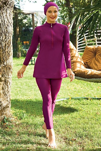 Ruko Maio Ruko 2413-2 Zippered 3-Piece Set Lycra Fabric Hijab Swimsuit