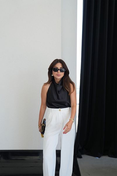 Özge Özgenç Back Low-cut Satin Blouse