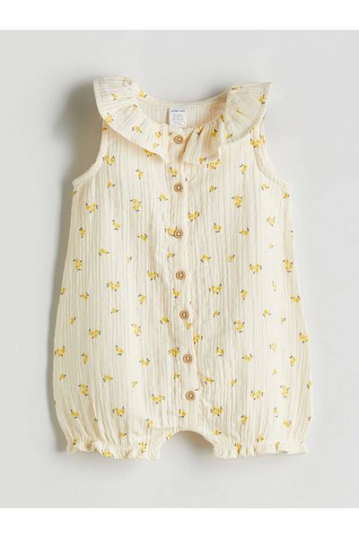 LC Waikiki Lcw Baby Ecru Baby Collar Girl's Muslin Jumpsuit