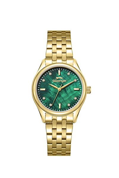 Slazenger Sl.09.2528.3 Women's Wristwatch Gold Inside Green Color