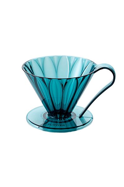 Cafec tritan cone shaped flower dripper 4cup clear blue green