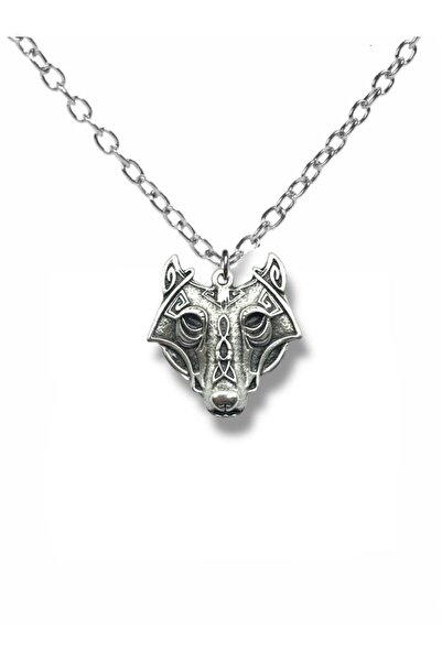 Herşey Nota Fenrir's Fury – قلادة رأس ذئب الفايكنج الرمادية للجنسين (60 سم مع...
