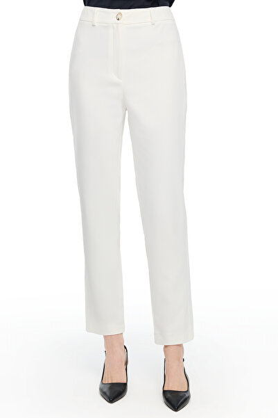 Perspective Ecru Dellas Regular Fit High Waist Trousers