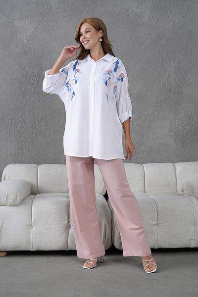BURRASCA Embroidered Oversize Linen Shirt