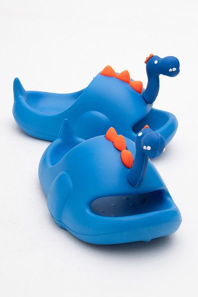 CCWAY AYAKKABI Children's Dinosaur Figured Slippers 25-32 Sax Blue