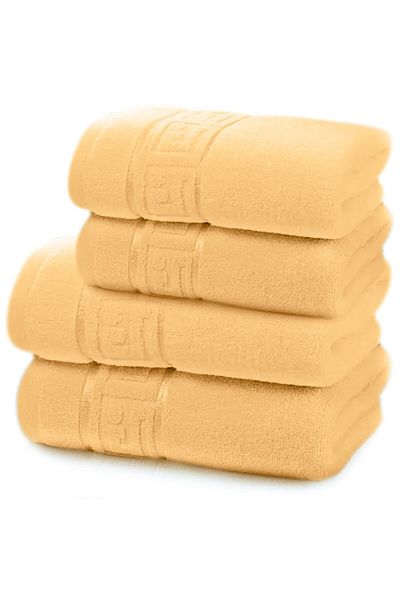 Modis Set of 4 Premium Cotton Bath Towels, Light Mustard