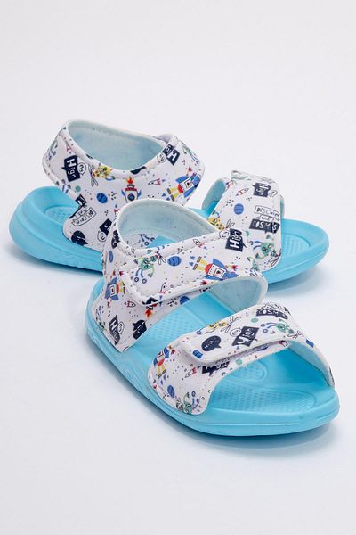 CCWAY AYAKKABI Children's Velcro Sandals 30-35 Turquoise Blue