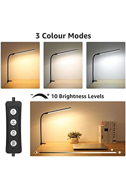 LEPRO Desk Lamp Clip on Desk Lamp, for home office, 10 Brightness, 460 lumens, Dimmable USB Clamp La