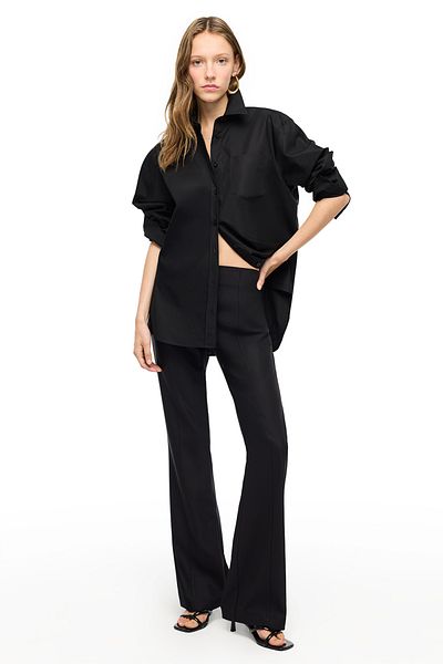 Perspective Black Dellas Slim Fit High Waist Trousers