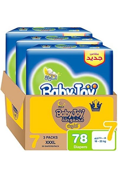 BabyJoy Culotte, Size 7, XXXL, 18-25 Kg, Jumbo Box, 78 Diaper Pants