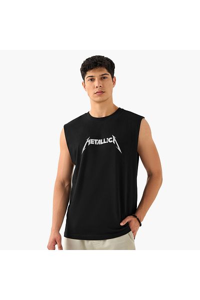 SP Characters Metallica Print Crew Neck Sleeveless T-shirt