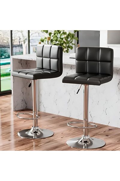 rexa Poundex PU Leather L-Shape Barstool– Adjustable Height, Swivel