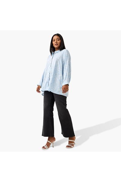 Ulla Popken Plus Size Ulla Popken All-Over Paisley Print Shirt